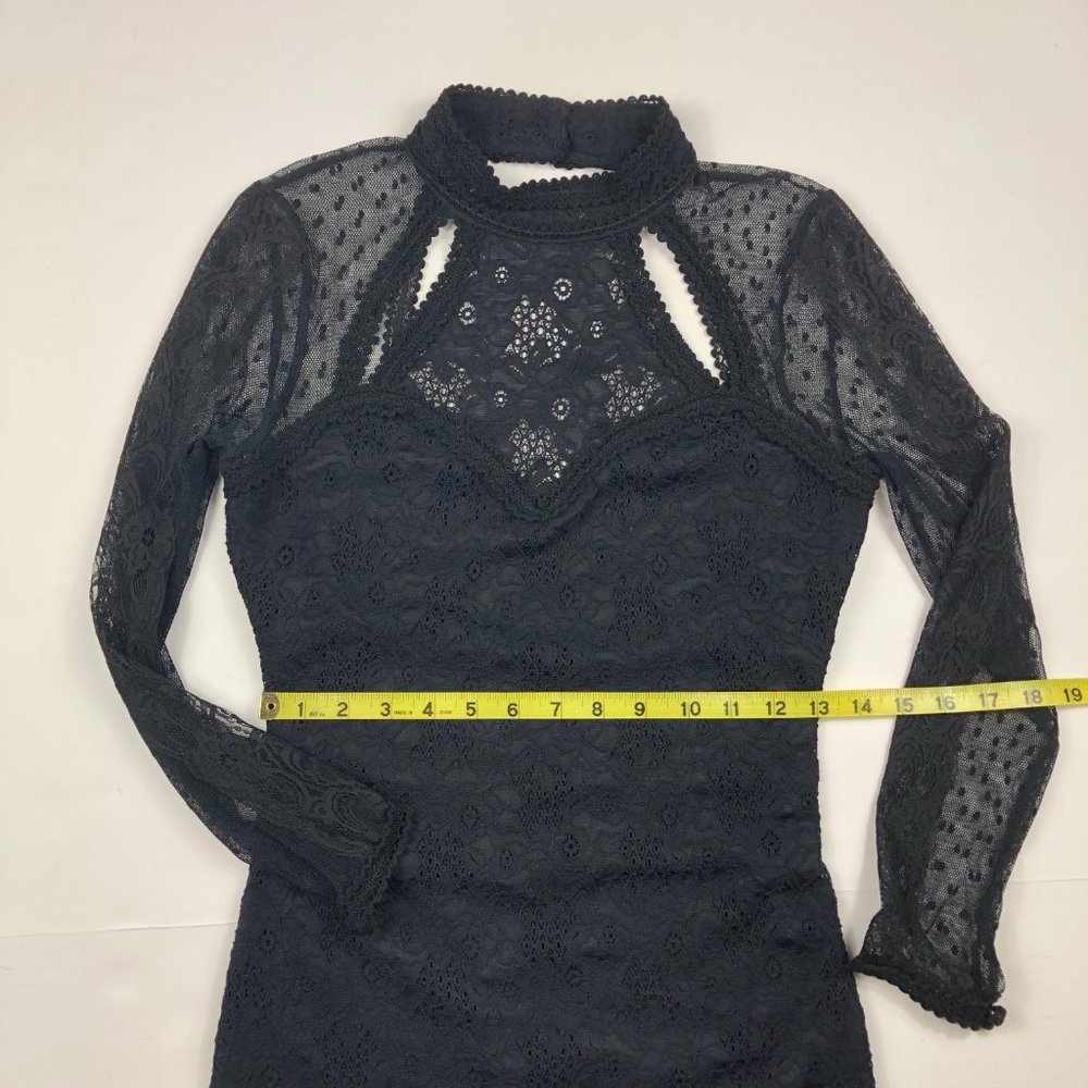 Free People Lace Witchy Wimsigoth Fairy Grunge Open Back Dress Dark Romantic - Picture 11 of 15